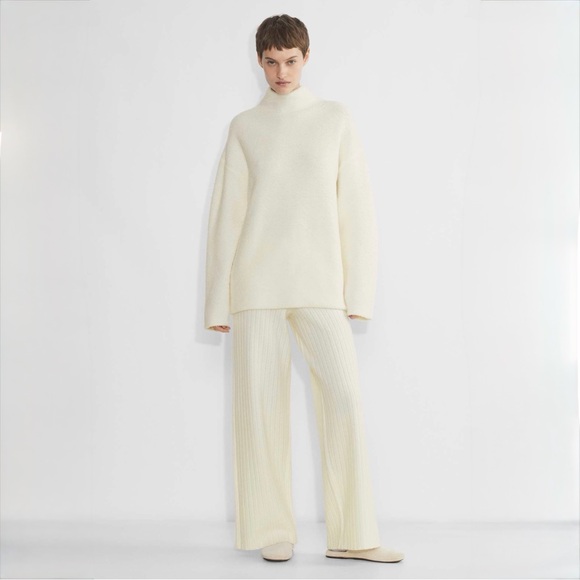 Aritzia The Group Kerez 100% Merino Wool Turtleneck Sweater Ivory Size M - Picture 13 of 13